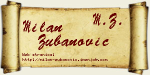 Milan Zubanović vizit kartica